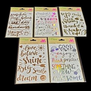 5 Pk Foil Sticker Set — Gold & Holographic Positive Phrases